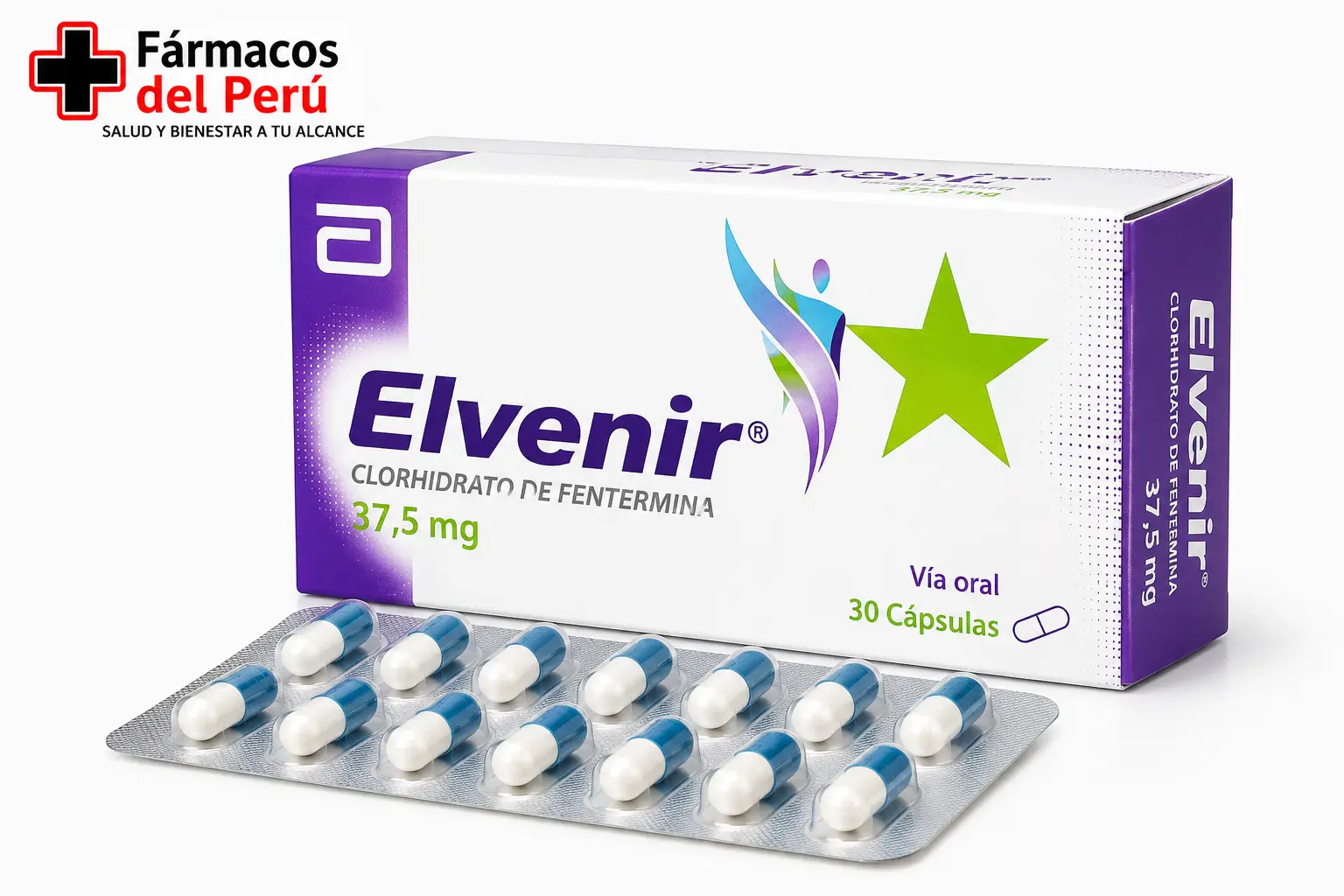 Elvenir 37.5 mg Clorhidrato de Fentermina en Perú | Precio, información y disponibilidad | Fármacos del Perú