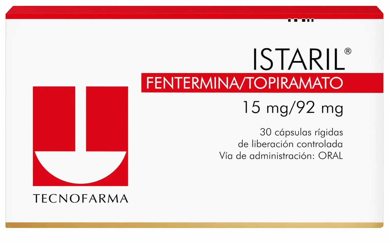 Istaril 15 mg/92 mg Fentermina Topiramato 30 cápsulas de liberación controlada Tecnofarma Perú
