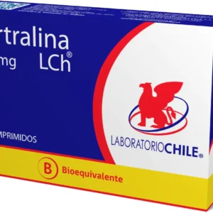 Caja de Sertralina LCH 50 mg comprimidos para el tratamiento de la depresión y trastornos de ansiedad.