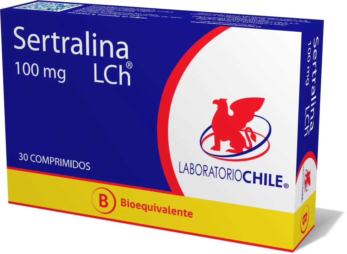 Caja de Sertralina LCH 50 mg comprimidos para el tratamiento de la depresión y trastornos de ansiedad.